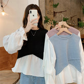 Camisa elegante tipo blusa de oficina de manga larga de dos estilos